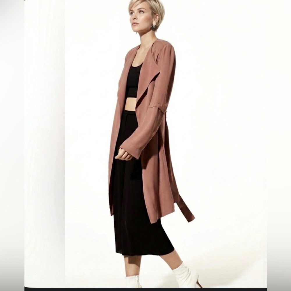 Babaton - women’s Quincey trenchcoat open front jacket with belt brown mocha XXS